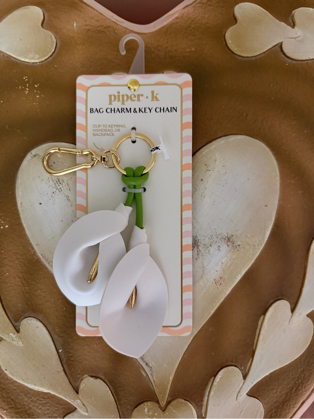 Piper K White Calla Lily Tulip Bag Charm or Keychain